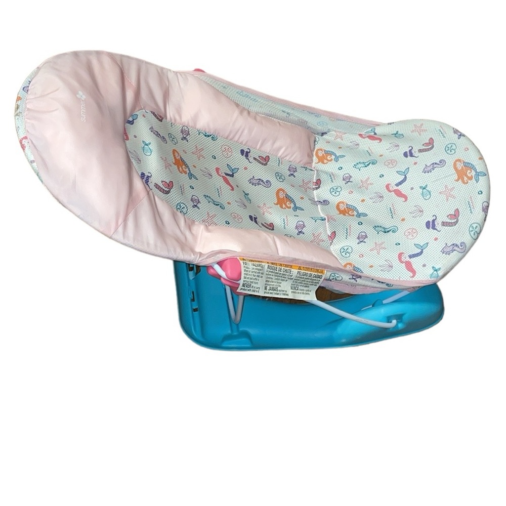 •SUMMER•INFANT DELUXE BABY PERFORATED MERMAID BATH SLING W/3 SUPPORT ANGLES EUC